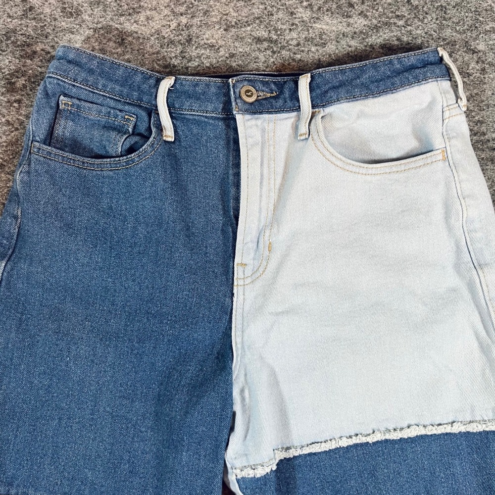 Hollister Patchwork Jeans Womens 9R Blue Ultra High Rise Straight 29x27 Y2K Boho - Picture 3 of 12